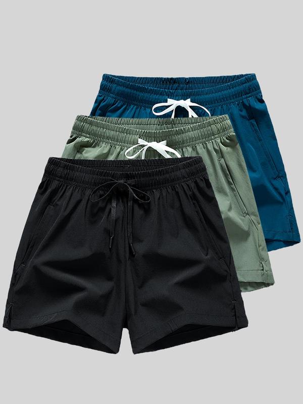 Men's Regular Fit Casual Solid Drawstring Waist Shorts, Essential Short Pants for Men, Classic Stylish Summer Clothes Plain Lounge Elastic Waist Pocket Shorts, Personalized Summer Bottoms for Outdoor Back To School, Drippy Outfits Going Out Outfit