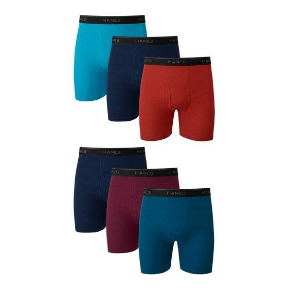 Hanes Men's Boxer Briefs 6-Pack - Assorted Colors, Value Pack for Comfort & Durability