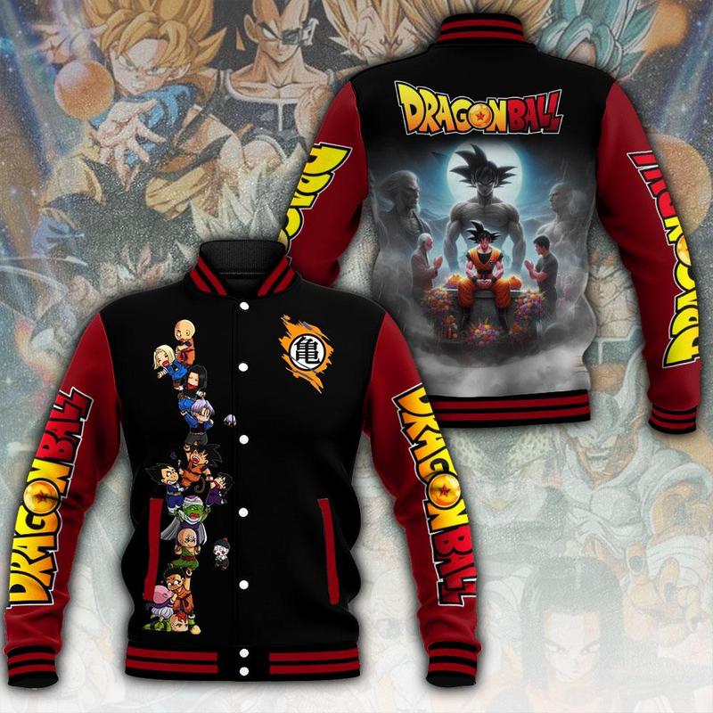 Dragon Ball Anime Baseball Jacket, Unisex Baseball Jacket, Trendy Varsity Jacket, Christmas Gift