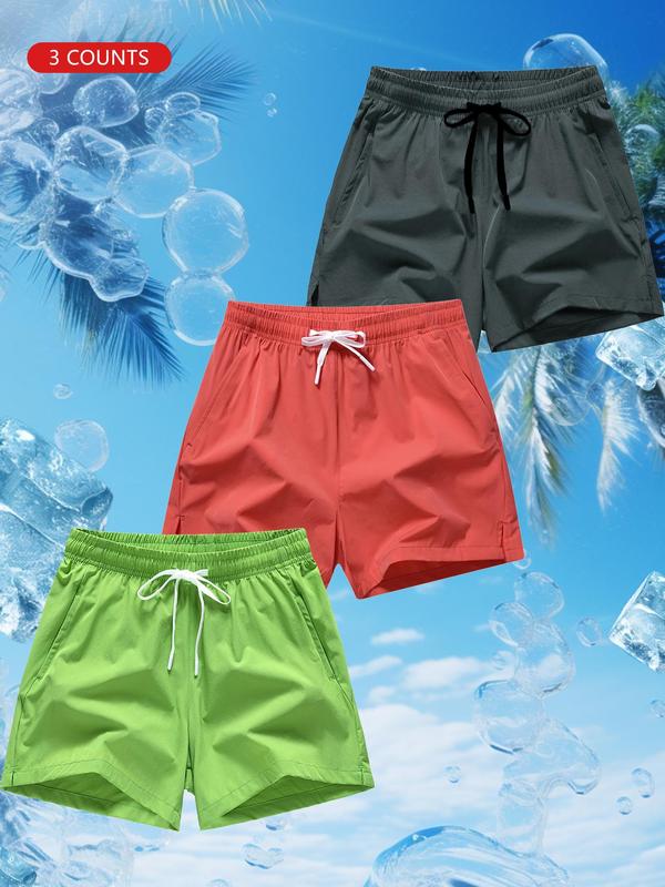 Men's Regular Fit Casual Solid Drawstring Waist Shorts, Essential Short Pants for Men, Classic Stylish Summer Clothes Plain Lounge Elastic Waist Pocket Shorts, Personalized Summer Bottoms for Outdoor Back To School, Drippy Outfits Going Out Outfit