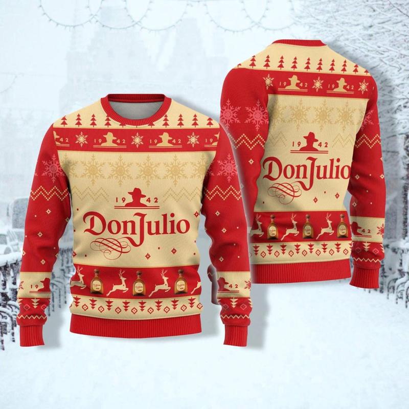 Get Festive with Don Julio Christmas Ugly Sweater & Tequila 3D Party - Perfect Holiday Alcohol Lover Gift for Family Christmas!