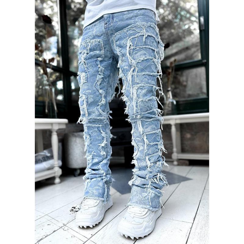 Y2K Punk Black American Street Rock Retro High Waist Oversized Jeans Men 2023 New Raw Edge Washed Straight Wide Leg Trousers Men