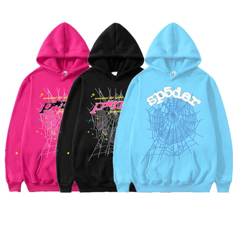 2024 Fashion Spider Web Hooded Sweatshirt Couple Printed Sweatshirt Hip Hop Style Street Hoodie Long Sleeve Sweatshirt