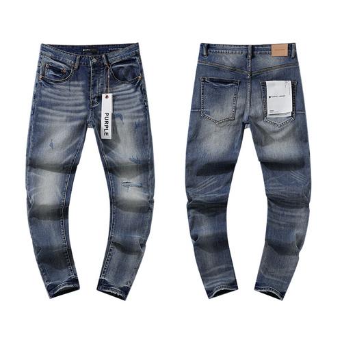 Purple-brand Men's Jeans Slim Fit Stretch Jeans Baggy Ripped Straight Skinny Denim Pants for Men Fashionable Biker Motocycle Holes Pants 2024