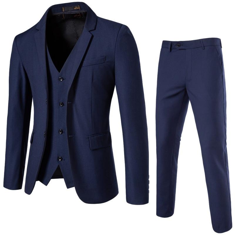 202 Men's British Casual Business Suit Groom Solid Color Suit Three-piece Men's Suit