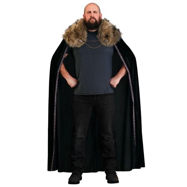 Black Faux Fur Collar Viking Cape