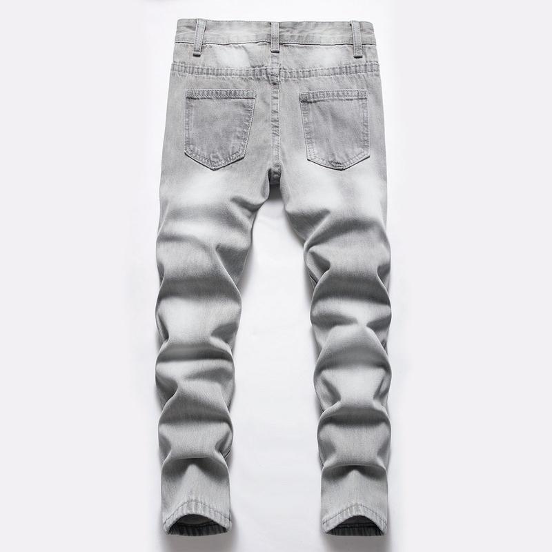 Boy's Skinny Fit Ripped Destroyed Distressed Fashion Denim Jeans Pants for Youth Men Menswear Casual