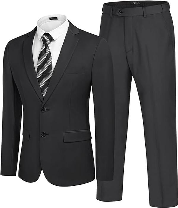 COOFANDY Men's 2 Piece Suits Classic Fit 2 Button Dress Suits Tuxedo Jacket Blazer for Wedding Business Dinner Prom Formal Menswear Elegant