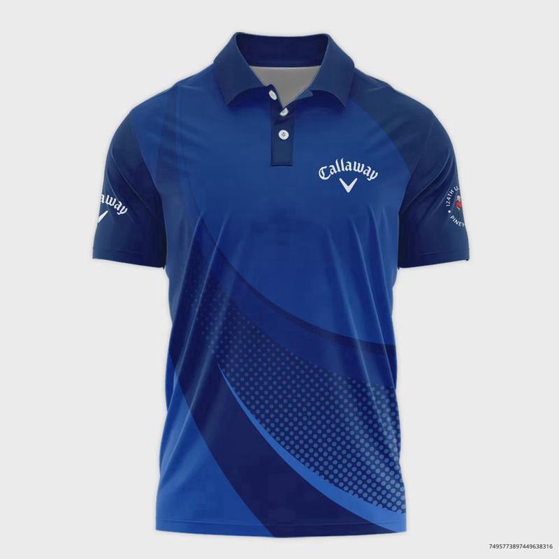 Callaway 124th U.S. Open Pinehurst Golf Sport Polo Shirt Dark Blue Gradient Halftone Pattern All Over Print Polo Shirt For Men