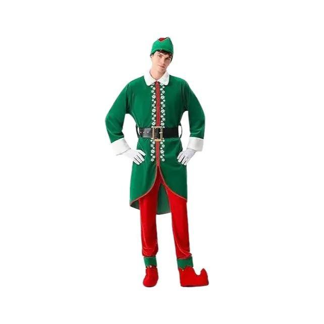 Christmas Elf Costume for Men - 6 PCS Santa Helper Outfit for Xmas & Halloween