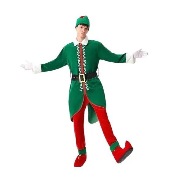 Christmas Elf Costume for Men - 6 PCS Santa Helper Outfit for Xmas & Halloween