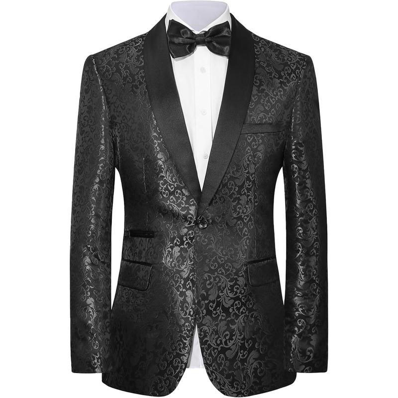 Men's Floral Dinner Party Prom Wedding Stylish Tuxedo Suits for Men One Button Dinner Jacket Pants Set