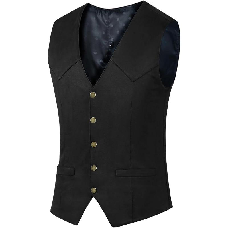 Men's Suede Leather Vest Vintage Cowboy Style Sleeveless Jacket Slim Fit Wedding Waistcoats