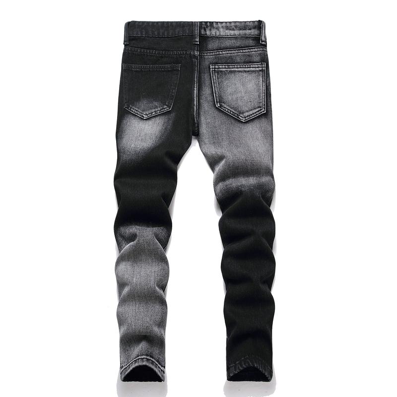 Boy's Skinny Fit Ripped Destroyed Distressed Fashion Denim Jeans Pants for Youth Men Menswear Casual