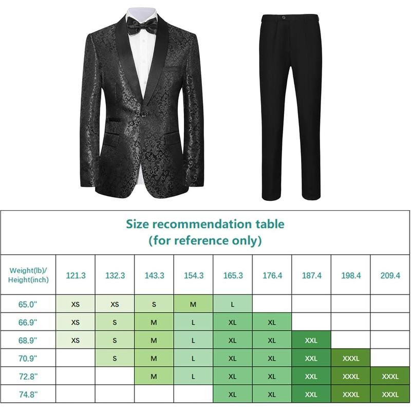 Men's Floral Dinner Party Prom Wedding Stylish Tuxedo Suits for Men One Button Dinner Jacket Pants Set