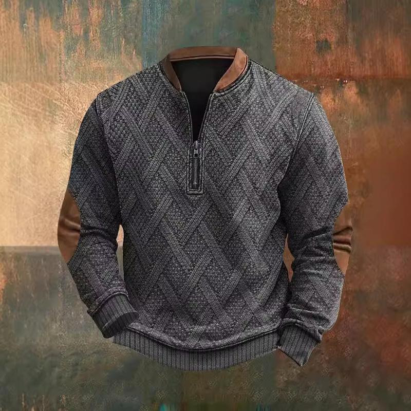 Men's Half Zipper Sweater European And American Autumn And Winter Printing Sweater