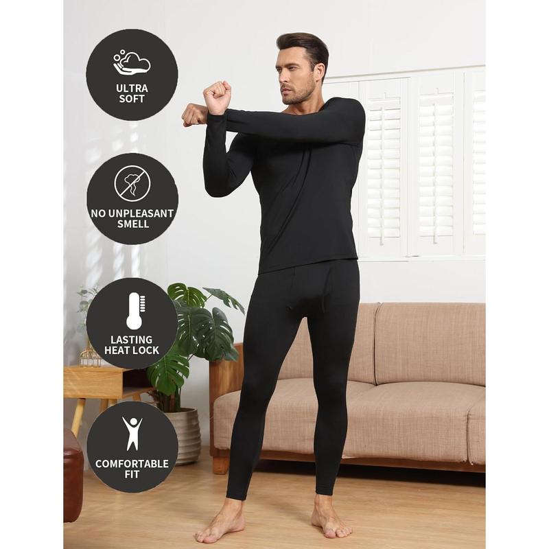 3 Pack Thermal Underwear for Men Long Johns Fleece Lined Soft and Warm Set Base Layer for Cold Weather