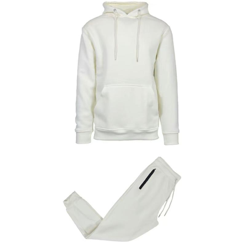 {2-Piece} Men’s Fleece-Lined Pullover Hoodie & Jogger Set (S-3XL)