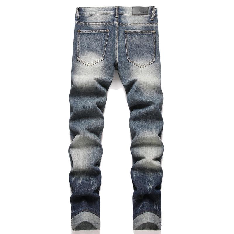 Men's Fashion Ripped Classic Distressed Straight Slim Fit Designer Jeans For Men Denim Pants