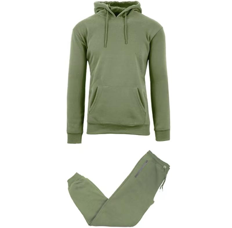 {2-Piece} Men’s Fleece-Lined Pullover Hoodie & Jogger Set (S-3XL)