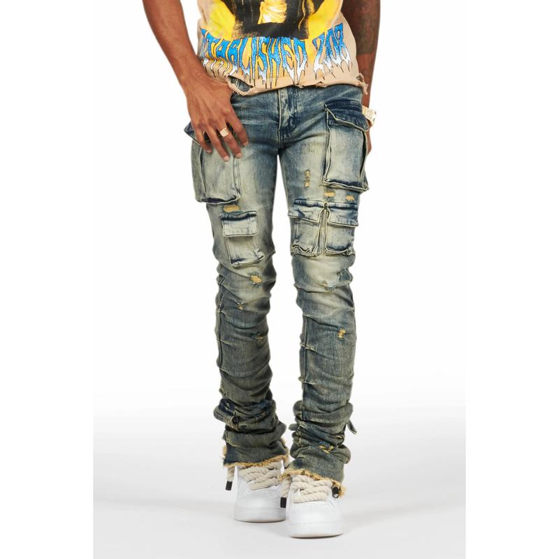 Gentry Tint Blue Stacked Flare Jean