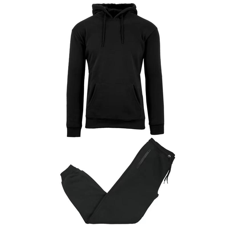 {2-Piece} Men’s Fleece-Lined Pullover Hoodie & Jogger Set (S-3XL)