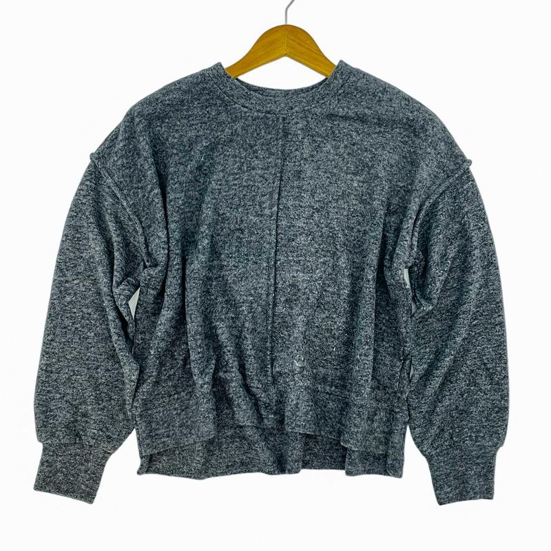 Melange Hi Lo Hem Sweater - BLACK