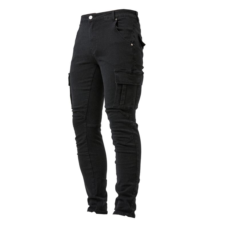 Slim Fit Multi-Pocket Jeans, Men's Casual Street Style High Stretch Denim Pants For All Seasons Outdoor