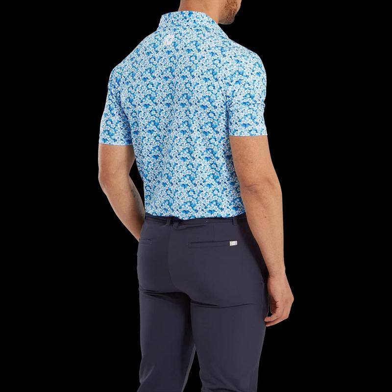 2024 FootJoy Men's Primrose Print Lisle Polo - Ocean