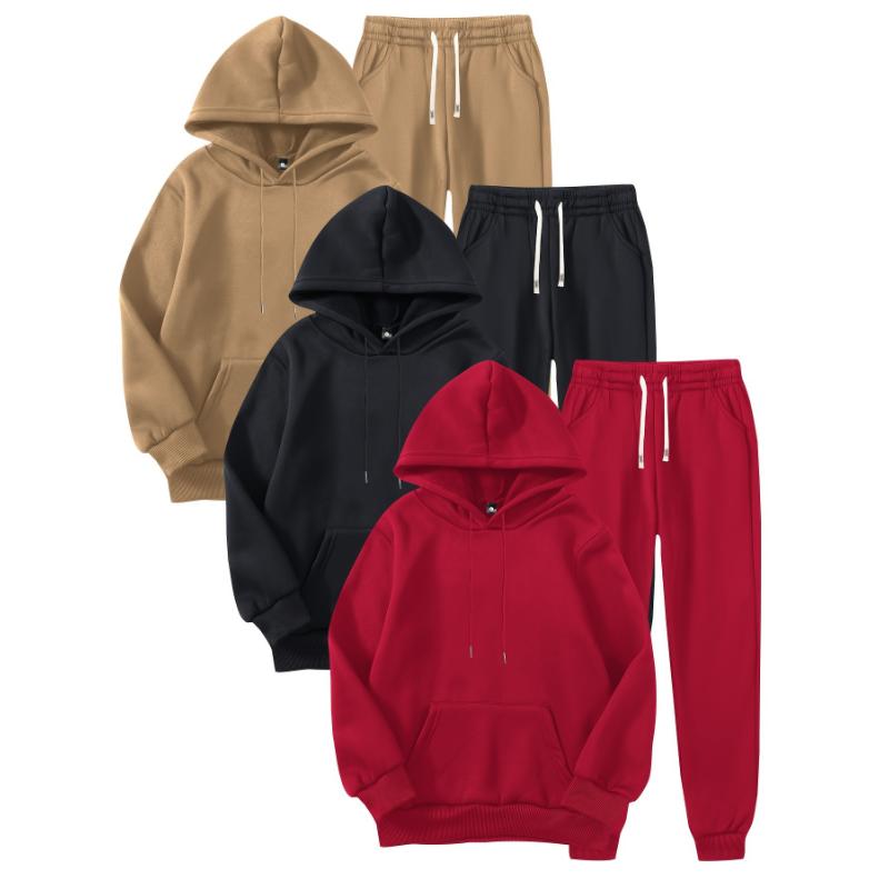 Men's 3pcs Hoodie & Sweatpants Set - Casual, Stretchy Polyester with Pockets for Spring Fall