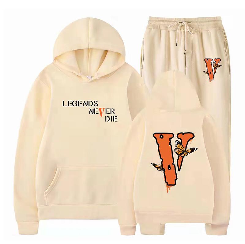 Unisex Vlone Printed Hoodie Sweatpant Sport Hip Hop Hoodies Sweatshirt Pullover Tracksuit Suit