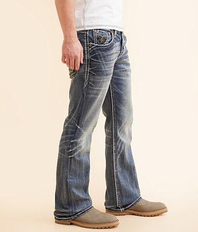 Men's Classic Rock Revival Straight Leg Jeans, High Waisted Blue Jeans, Y2K Straight Leg Jeans, Street Style Jeans