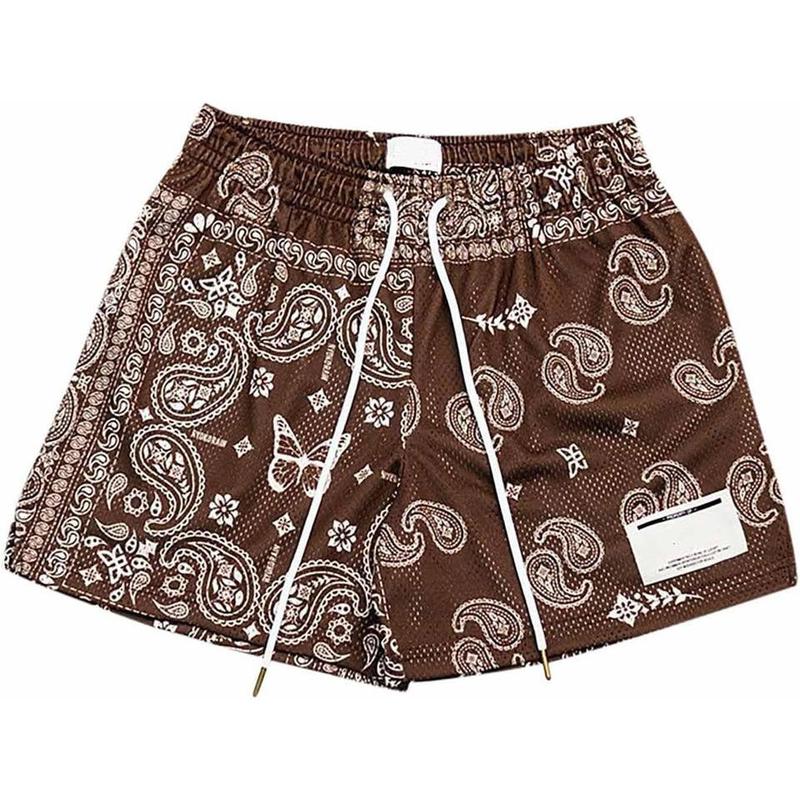 Men'S Boho Tribal Bandana Print Paisley Shorts, Summer Beach Hawaiian Graphic Mens Shorts