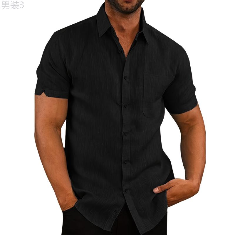 Essential Solid Color Short Sleeve Shirt - Breathable, Lightweight, Quick-Drying, Comfortable Fit for Men - Perfect for Spring, Summer, Vacation, Resort, Outdoor Activities Collar Menswear Collar Menswear