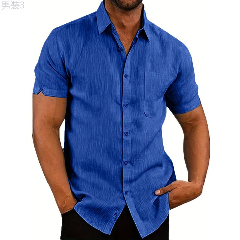 Essential Solid Color Short Sleeve Shirt - Breathable, Lightweight, Quick-Drying, Comfortable Fit for Men - Perfect for Spring, Summer, Vacation, Resort, Outdoor Activities Collar Menswear Collar Menswear