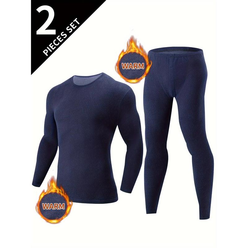 2 Pieces Men's Thermal Underwear Set For Autumn Winter - Slim Fit Long Sleeve Top And Bottom - Soft, Comfortable, And Warm