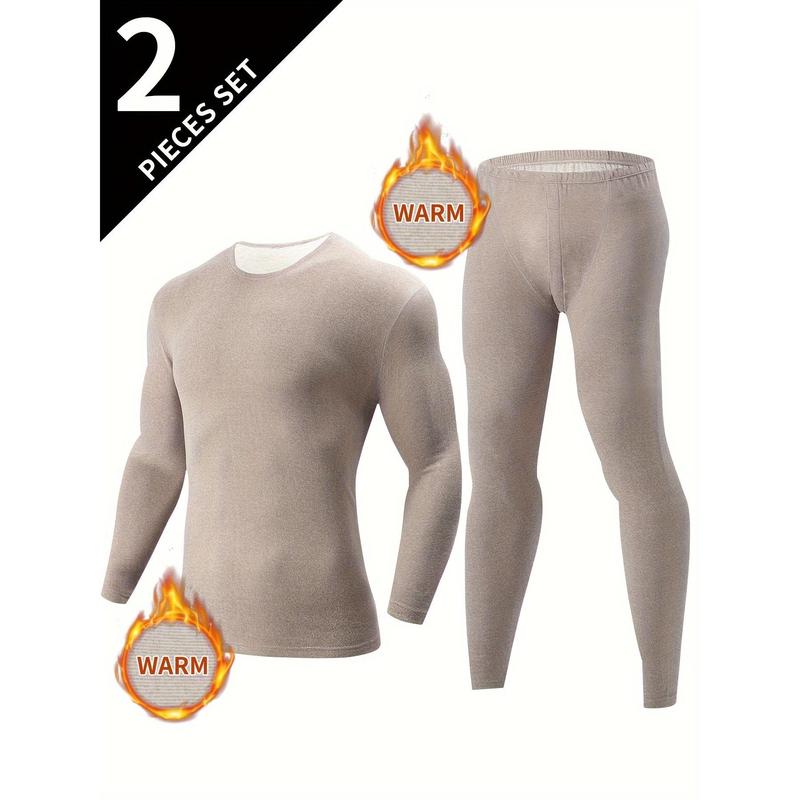 2 Pieces Men's Thermal Underwear Set For Autumn Winter - Slim Fit Long Sleeve Top And Bottom - Soft, Comfortable, And Warm