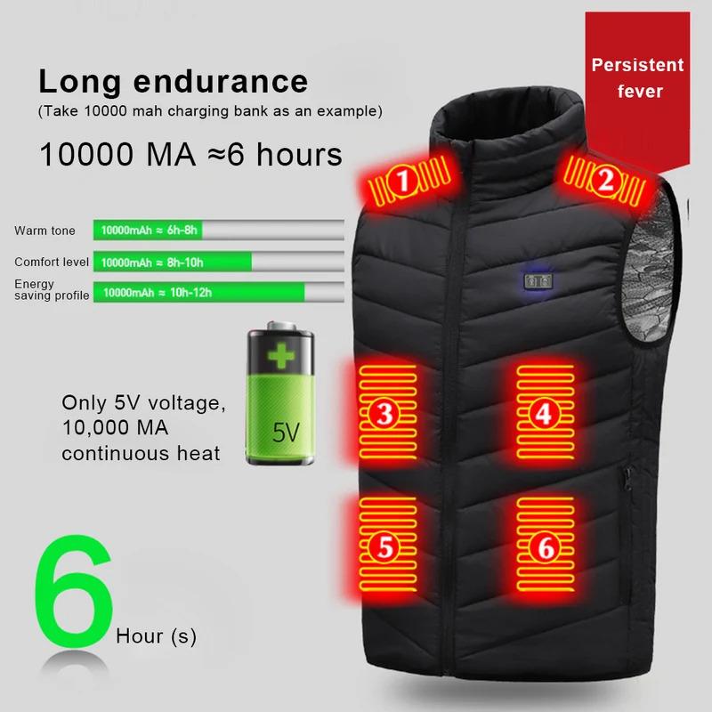 21 Heated Vest Zones Electric Heated Jackets USB Heating Vest Men Women Sportswear Thermal Winter Warm Heated Jacket For Camping