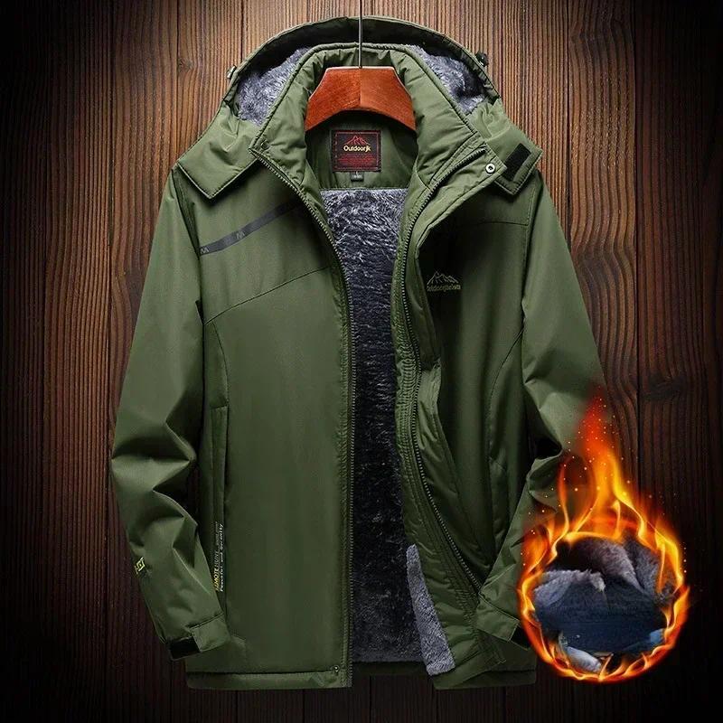 2024 Men's Winter Jacket Fleece Thick Warm Hooded Parka Male Waterproof padded Coat Snow Camping Outerwear Plus Size 7XL 8XL