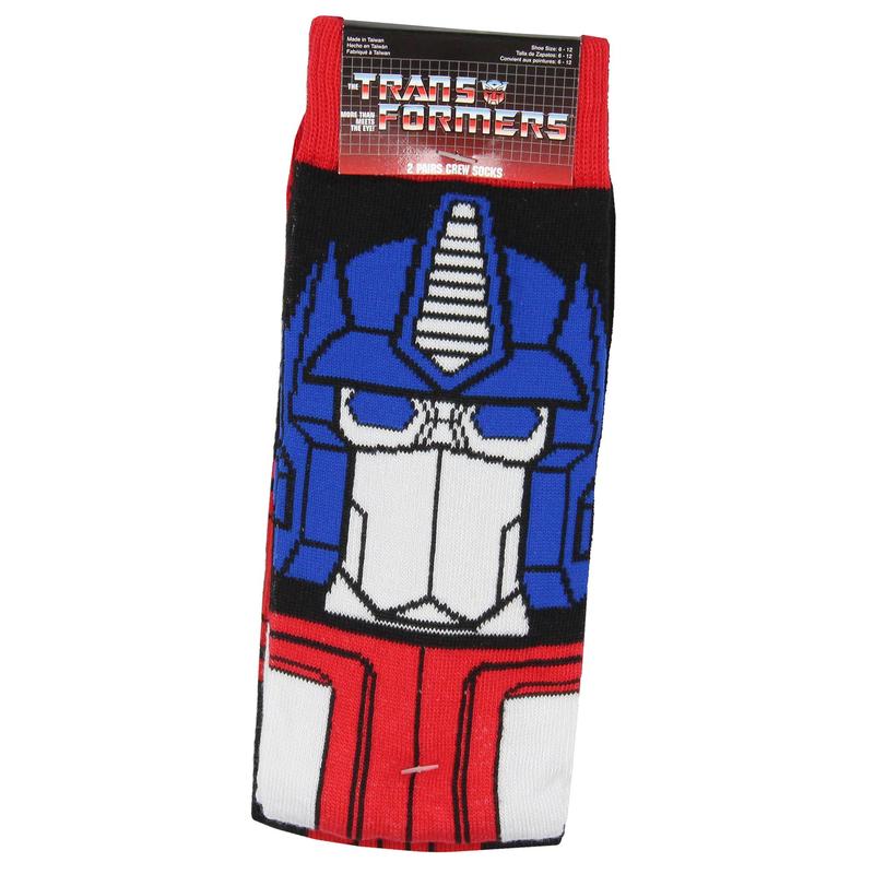 Transformers Men's Optimus Prime Autobot Logo Adult 2-Pack Mid-Calf Crew Socks Shoe Size 6-12