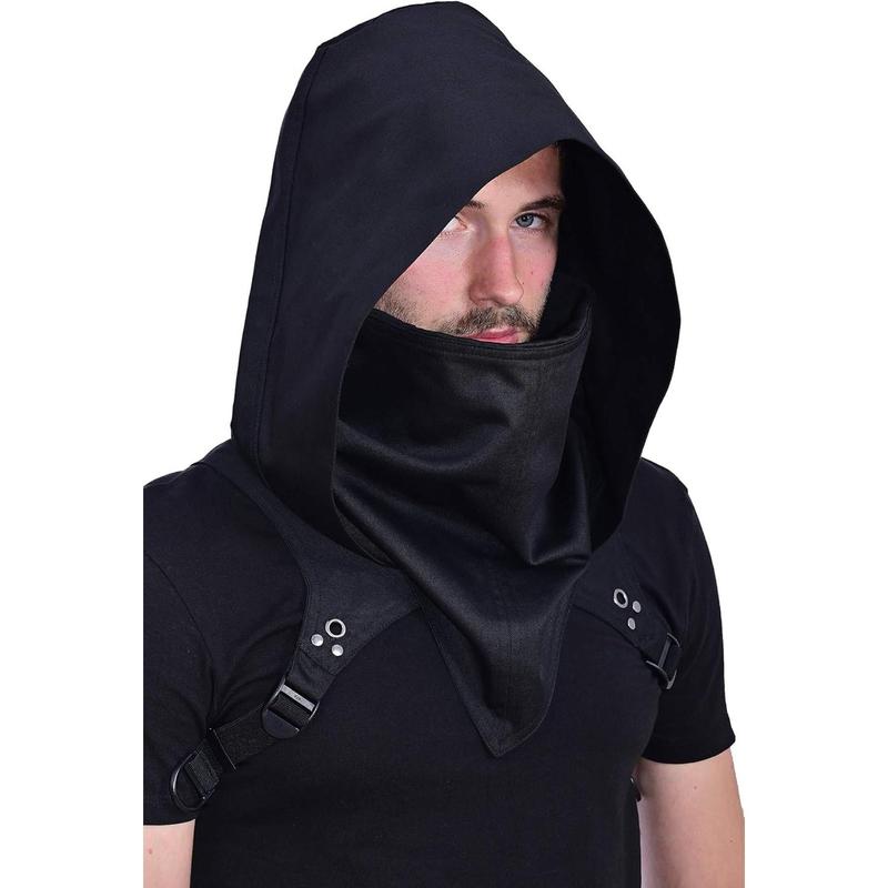 Cyberpunk Rogue Cowl Hood Scarf, Winter  Warmer Costume Hooded Cape Hat for Halloween  and Daily Wear