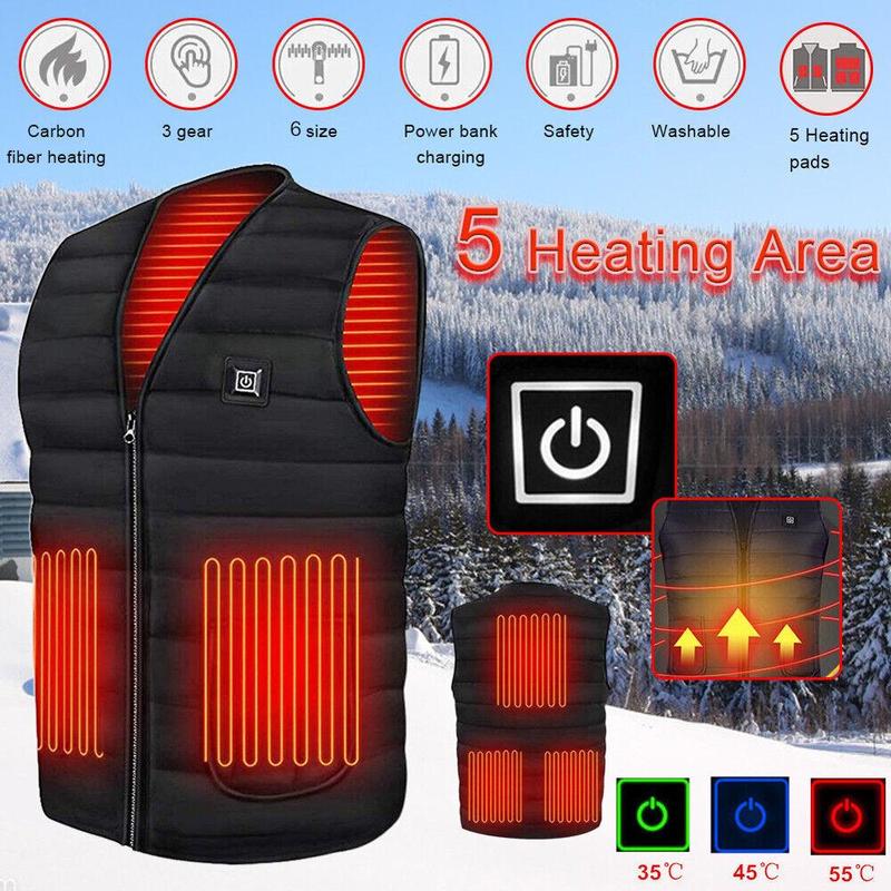 USB Electric Heated Warm Vest Winter Wear Heating Thermal Coat Jacket Men Women