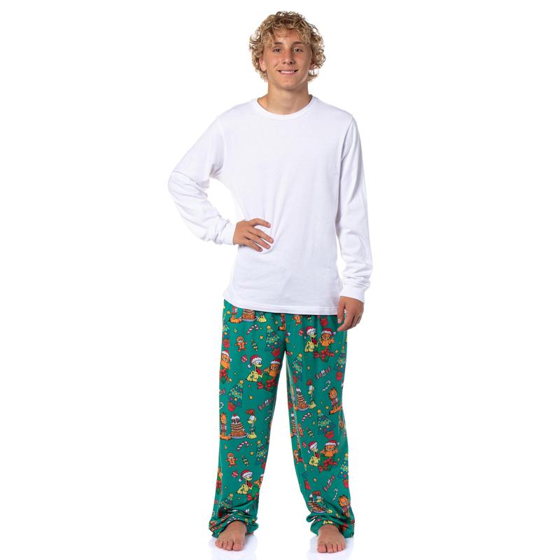 Garfield Comic Men's Christmas Sleep Tossed Print Pajama Pants For Adults