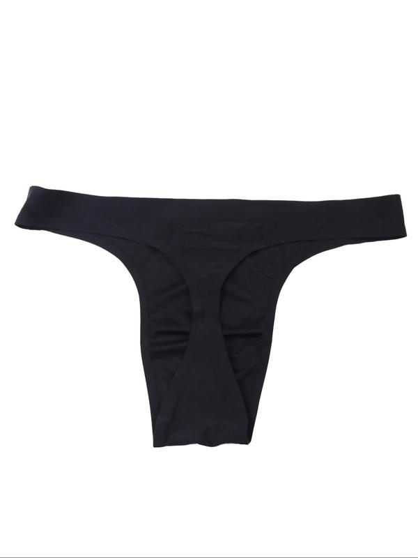 Men's Solid Low-Rise Thong, Casual Comfy Breathable Knicker for Daily Wear, Underwear for All Seasons