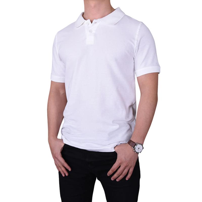 Men's Clothes Solid Cotton Blend Polo Shirt Regular Plus Big & Tall, Plain Stylish Half Button Front Shortsleeve Classic Casual Top for Golf Outdoor