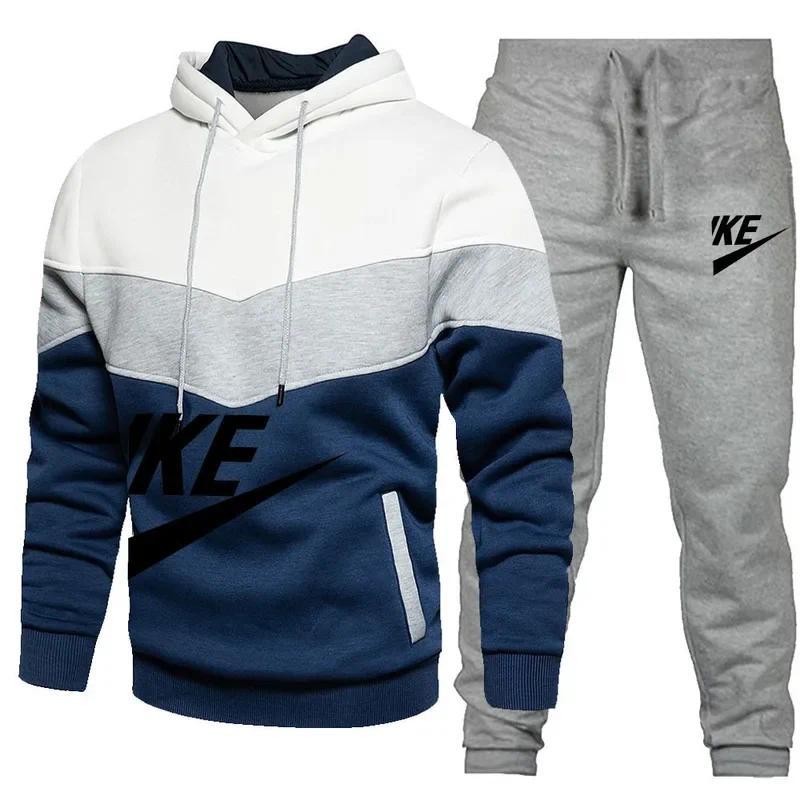 2024 New Men Autumn Winter Sets Zipper Hoodie Pants Pieces Casual Tracksuit Male Sportswear Brand Clothing Sweatsuit