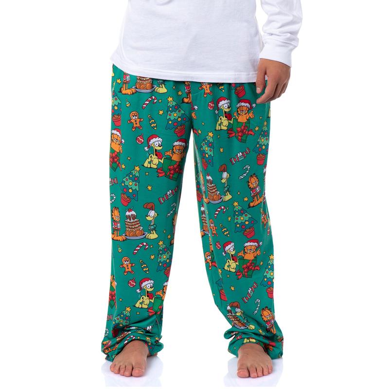 Garfield Comic Men's Christmas Sleep Tossed Print Pajama Pants For Adults