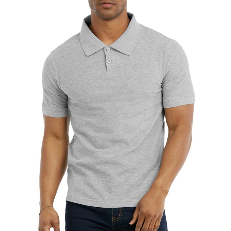 Men's Clothes Solid Cotton Blend Polo Shirt Regular Plus Big & Tall, Plain Stylish Half Button Front Shortsleeve Classic Casual Top for Golf Outdoor