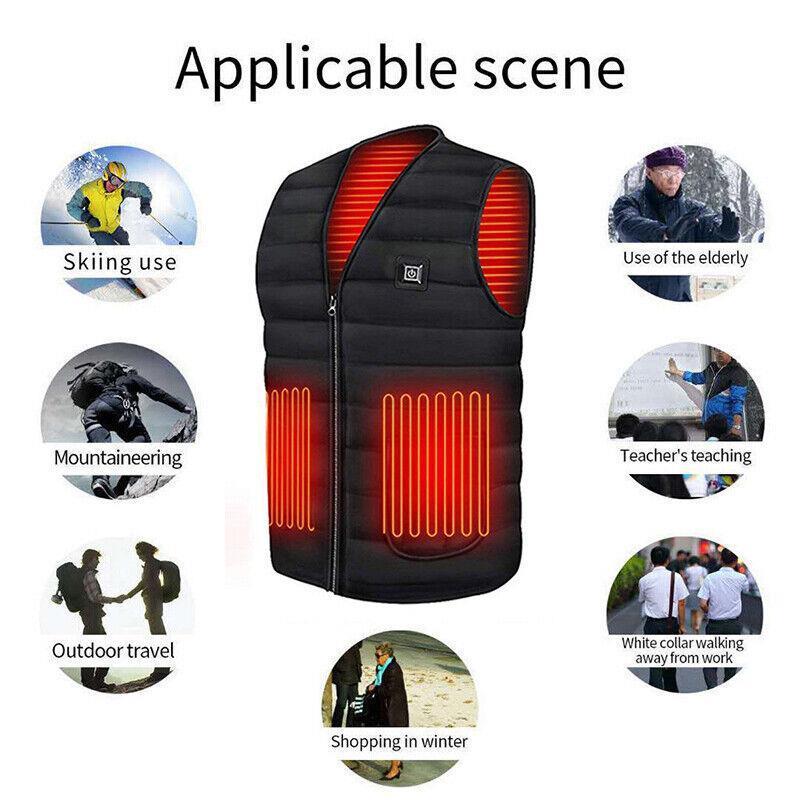 USB Electric Heated Warm Vest Winter Wear Heating Thermal Coat Jacket Men Women