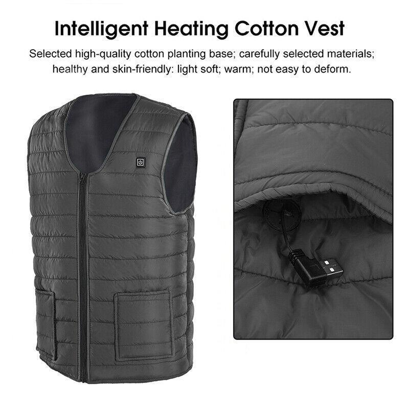 USB Electric Heated Warm Vest Winter Wear Heating Thermal Coat Jacket Men Women